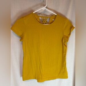 Old Navy Girls Softest Mustard Yellow Shirt Girls XL 14-16 Cross Back Detail